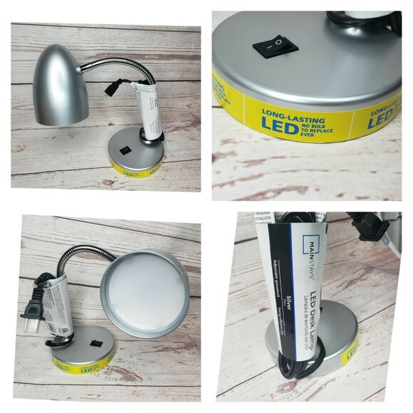Mainstays Silver LED Desk Lamp – 3.5W Flexible Gooseneck, Long-Lasting Light - Picture 7 of 11